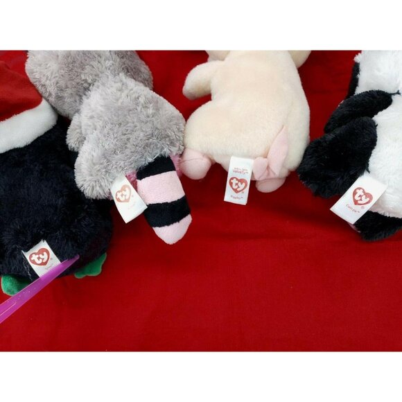 TY Beanie Boo Lot of 4 Plush 6" VelveTy Piggley Igloo Cutie Pie Rocco Panda Eyes - Picture 5 of 6